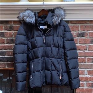 Calvin Klein Faux Fur Trim Hooded Puffer Coat